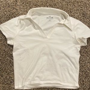 Hollister White Cropped Polo